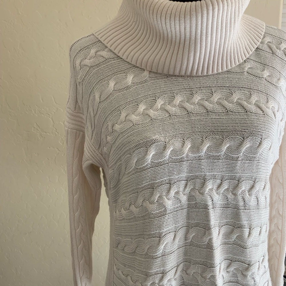 Lauren by Ralph Lauren Elegant Cream Cable Knit Cowl Neck Sweater Size Large - Picture 3 of 9